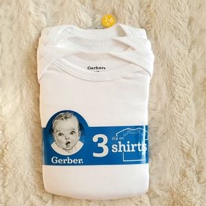 NWT 3-6 Month 3 Pack Gerber Slip On Shirts